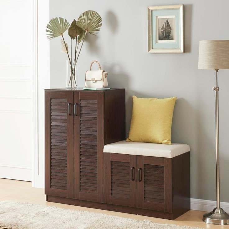 Walnut Shoe cabinet with seater
